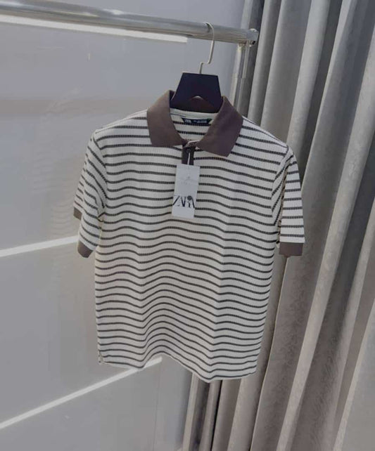 Zar a Brown Premium Knitted Classic Polo T-Shirt