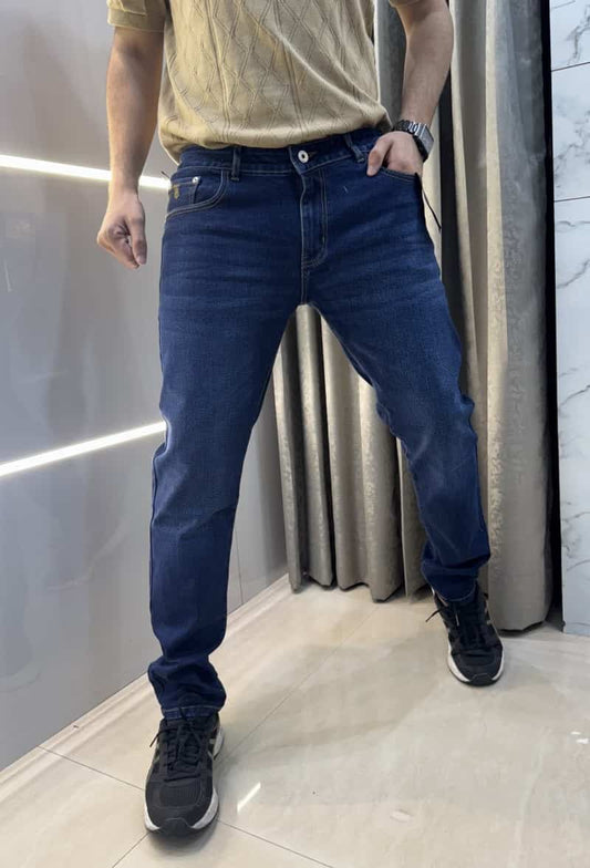 Burberr y Dark Blue Pocket Embroidery Imported Denim