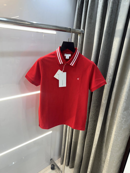 Calvin Klein Red Embroidery Logo Premium Polo T-Shirt