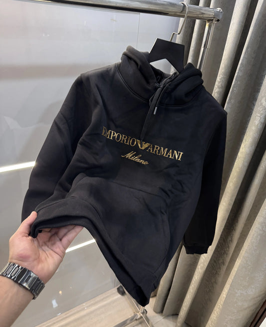 Emporio Armani Black Logo Work Imported Hoodie