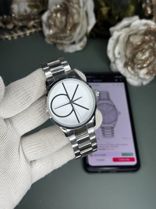 Calvin Klein Silver White Premium Quartz Watch