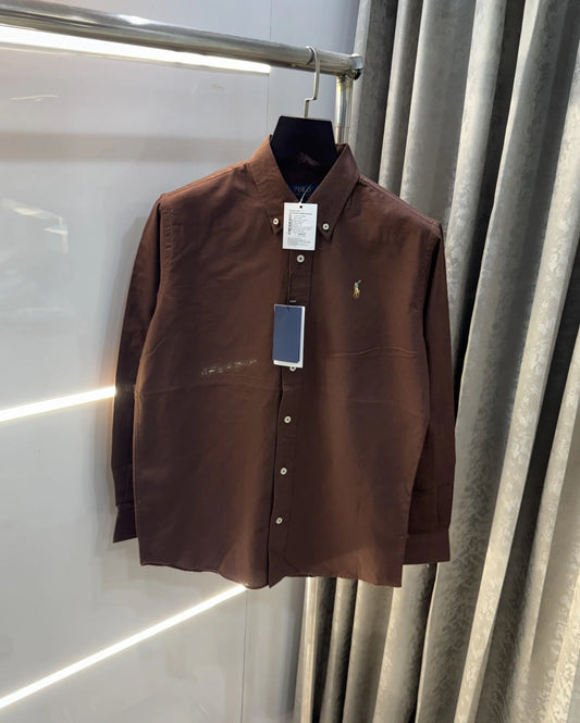 Ralph Lauren Brown Embroidery Logo Classic Shirt