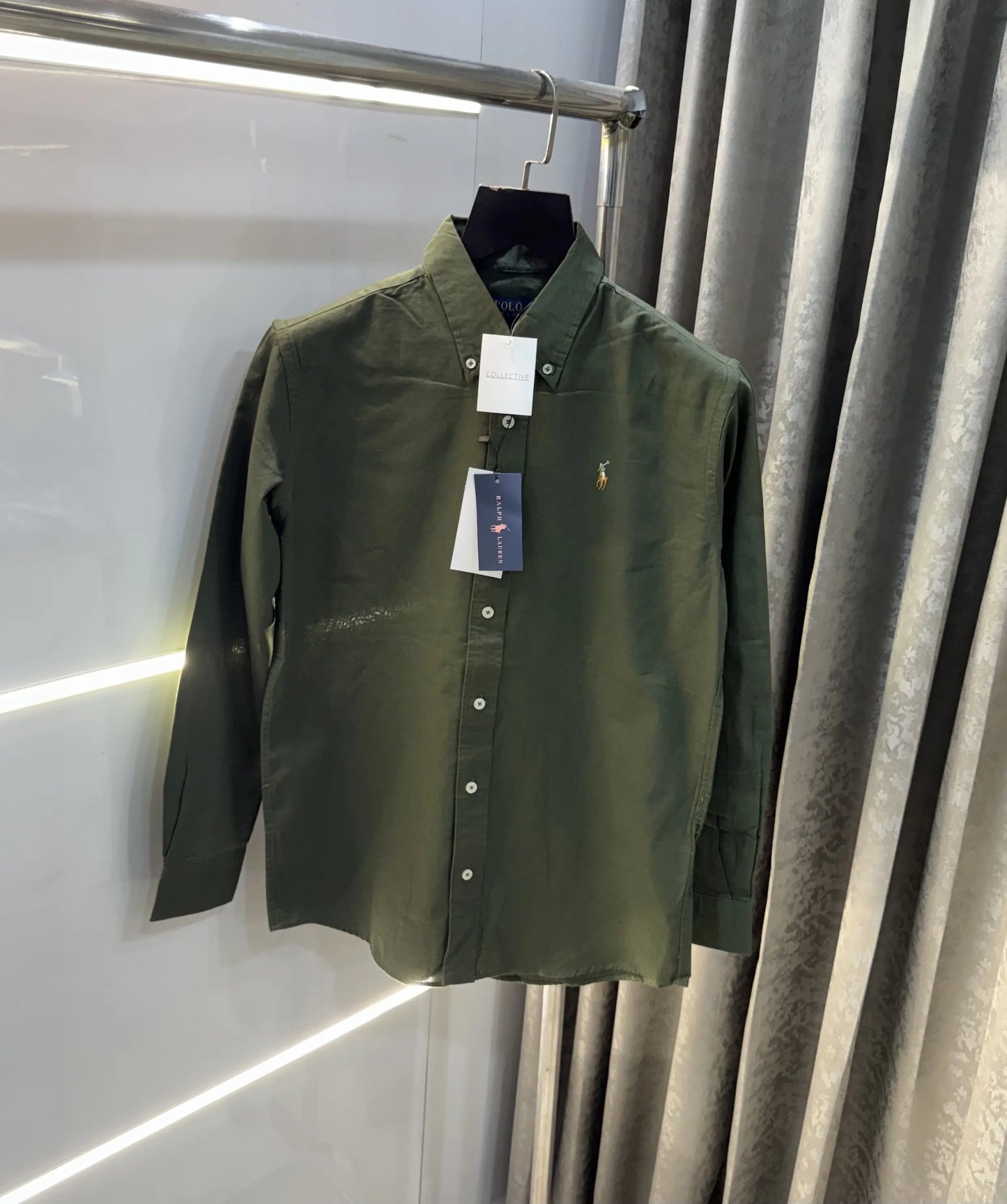 Ralph Lauren Dark Olive Embroidery Logo Classic Shirt
