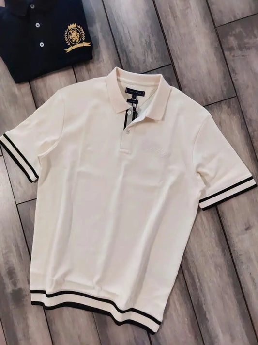 Tommy Hilfiger Cream Logo Work Premium Polo T-Shirt