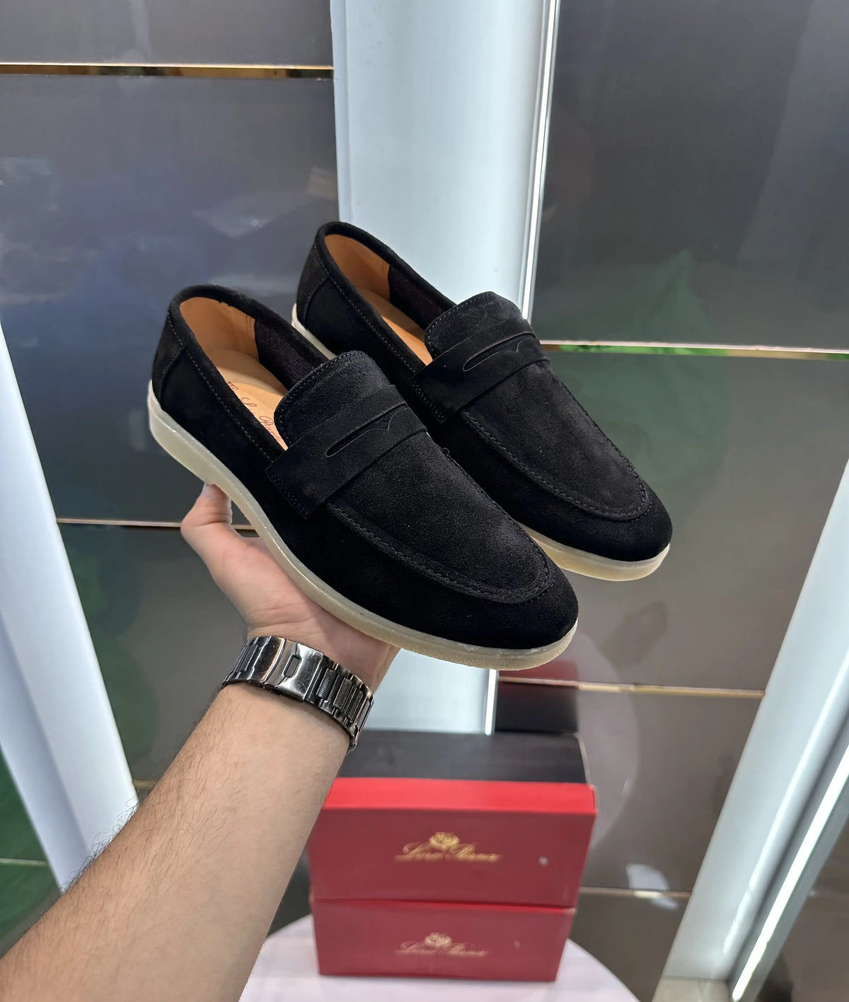 Loro Pian a Black Suede Leather Premium Formal Shoes
