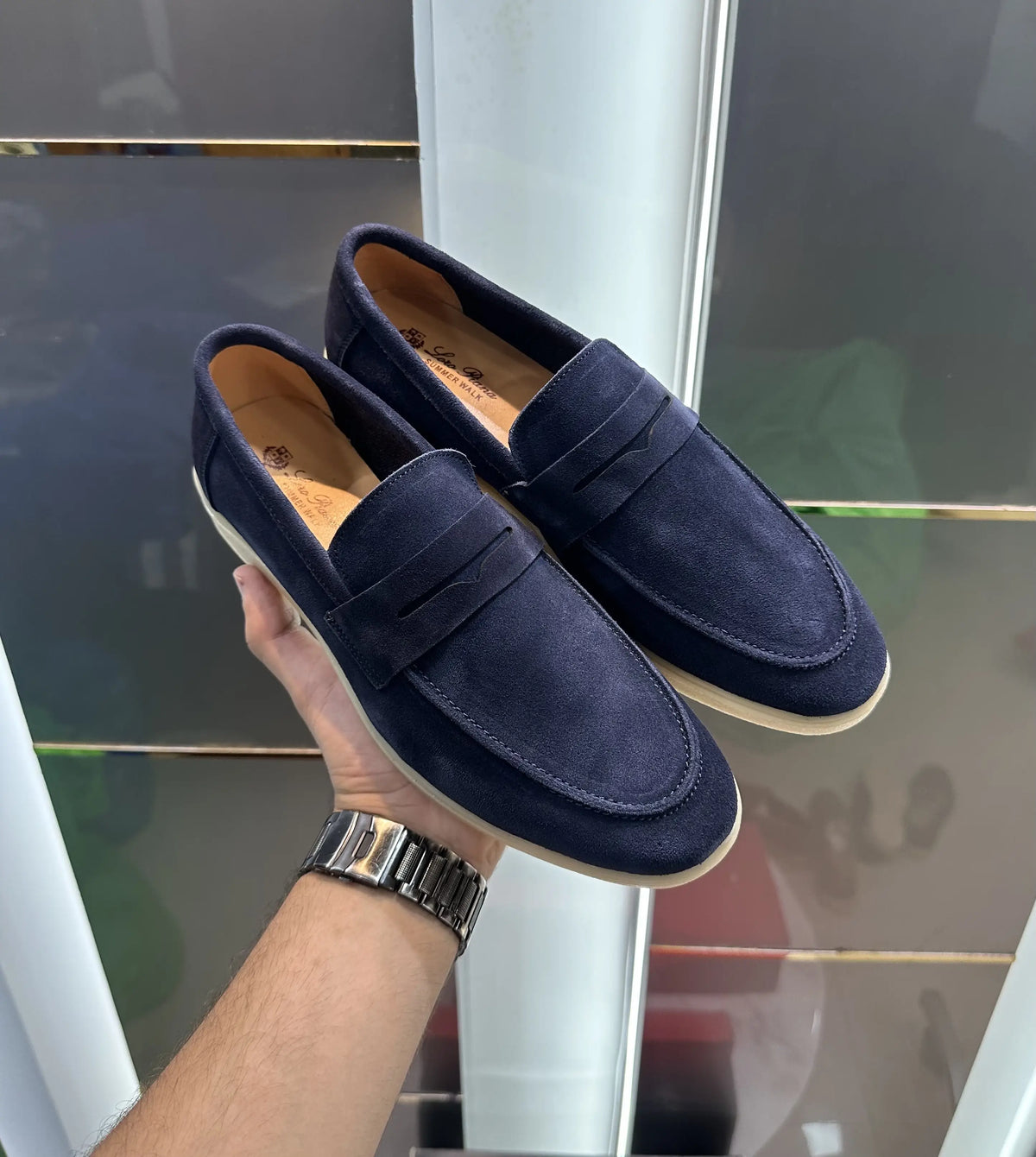 Loro Pian a Blue Suede Leather Premium Formal Shoes