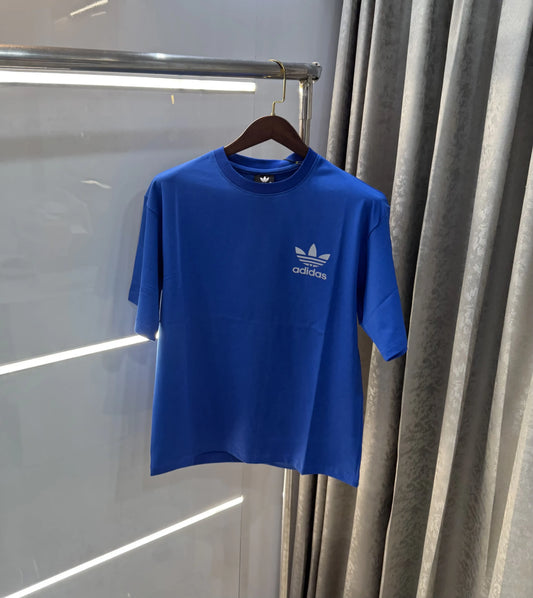 Adidas Blue Reflective Logo Print Imported Oversized T-Shirt