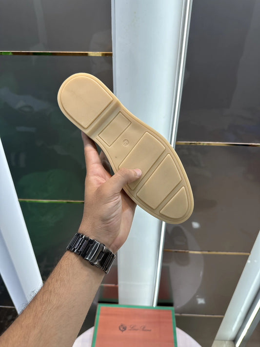 Loro_Piana Key Lock Slip-Ons Olive