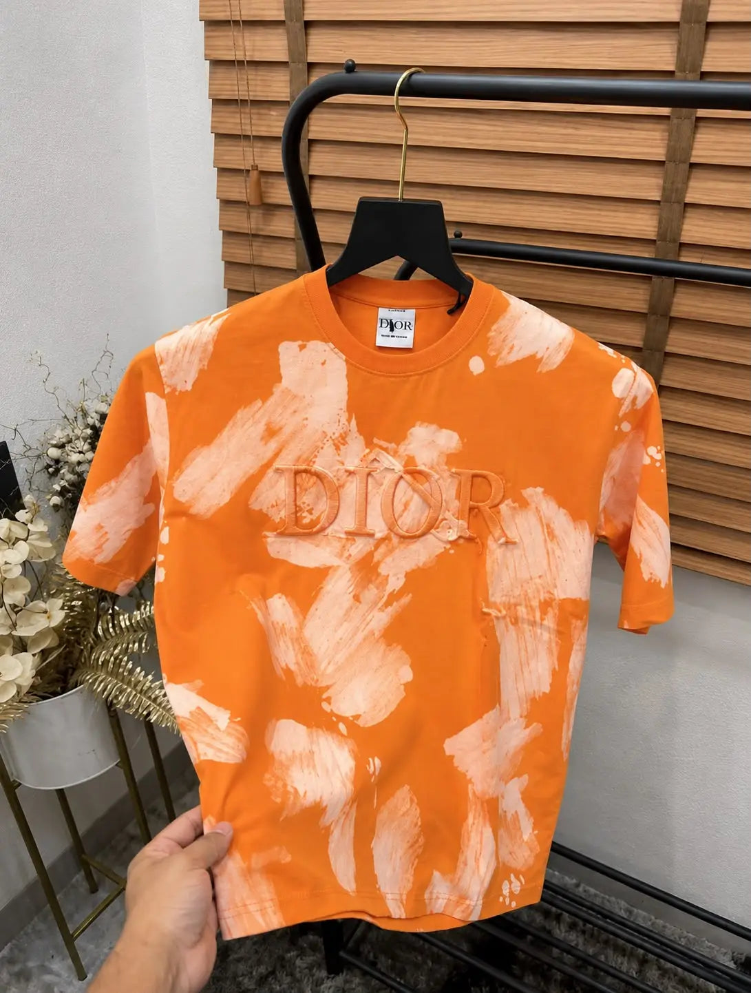 Christian Dio_r Embossed Print Premium Tie Dye Drop Shoulder T-shirt