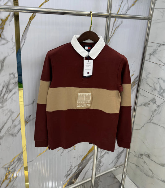 Tommy Hilfiger Rust Logo Work Premium Full Sleeve Polo T-Shirt
