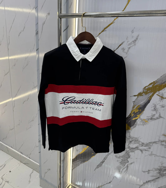 Tommy Hilfiger Black Logo Work Premium Full Sleeve Polo T-Shirt