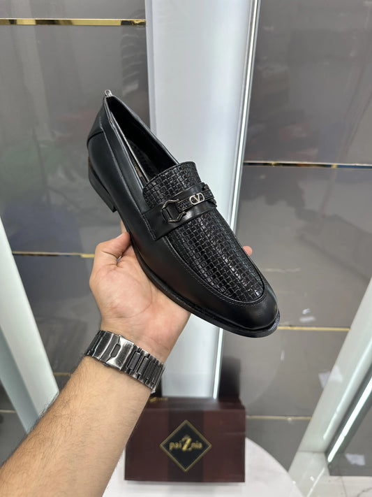 Paiznia_Black Premium Leather Formal Loafers