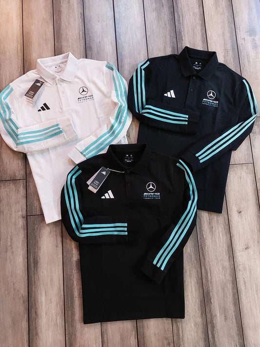 Adida s Black Logo Work Premium Full Sleeves Polo T-Shirt