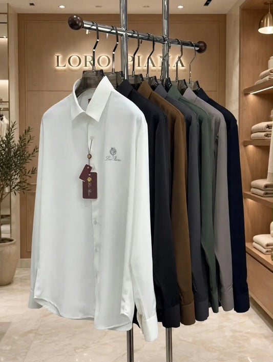 Loro Piana Brown Embroidery Logo Premium Shirt With Original Box