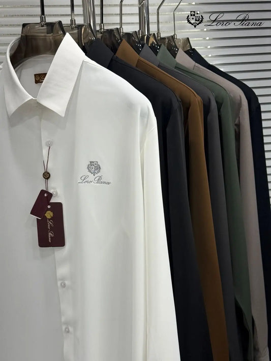 Loro Piana Navy Blue Embroidery Logo Premium Shirt With Original Box
