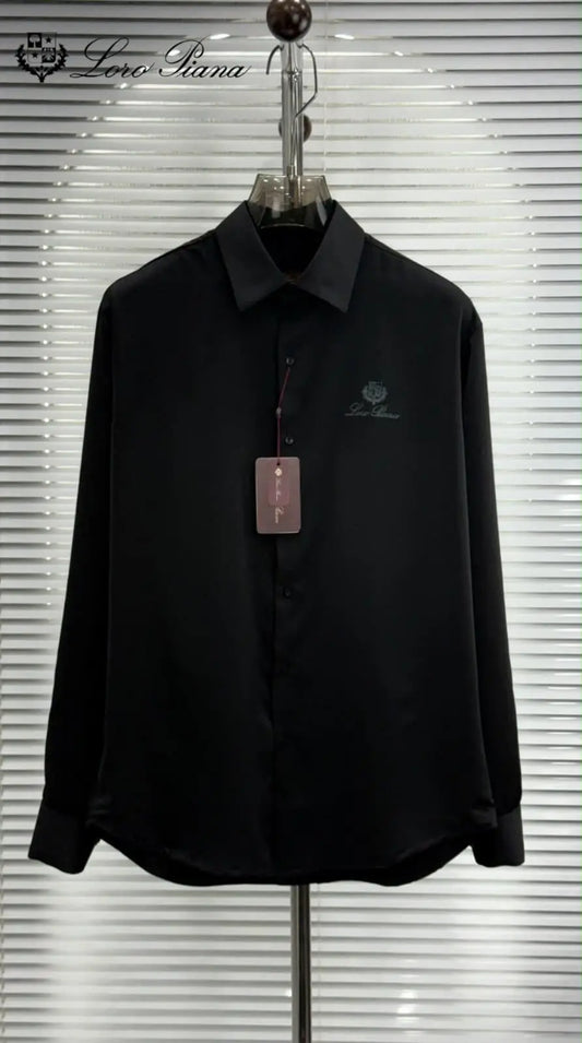 Loro Piana Black Embroidery Logo Premium Shirt With Original Box