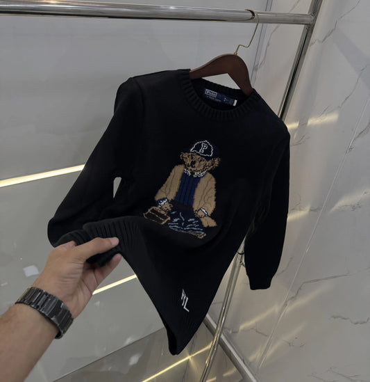 Ralph Laure.n Black Teddy Edition Knitted Imported Pull Over