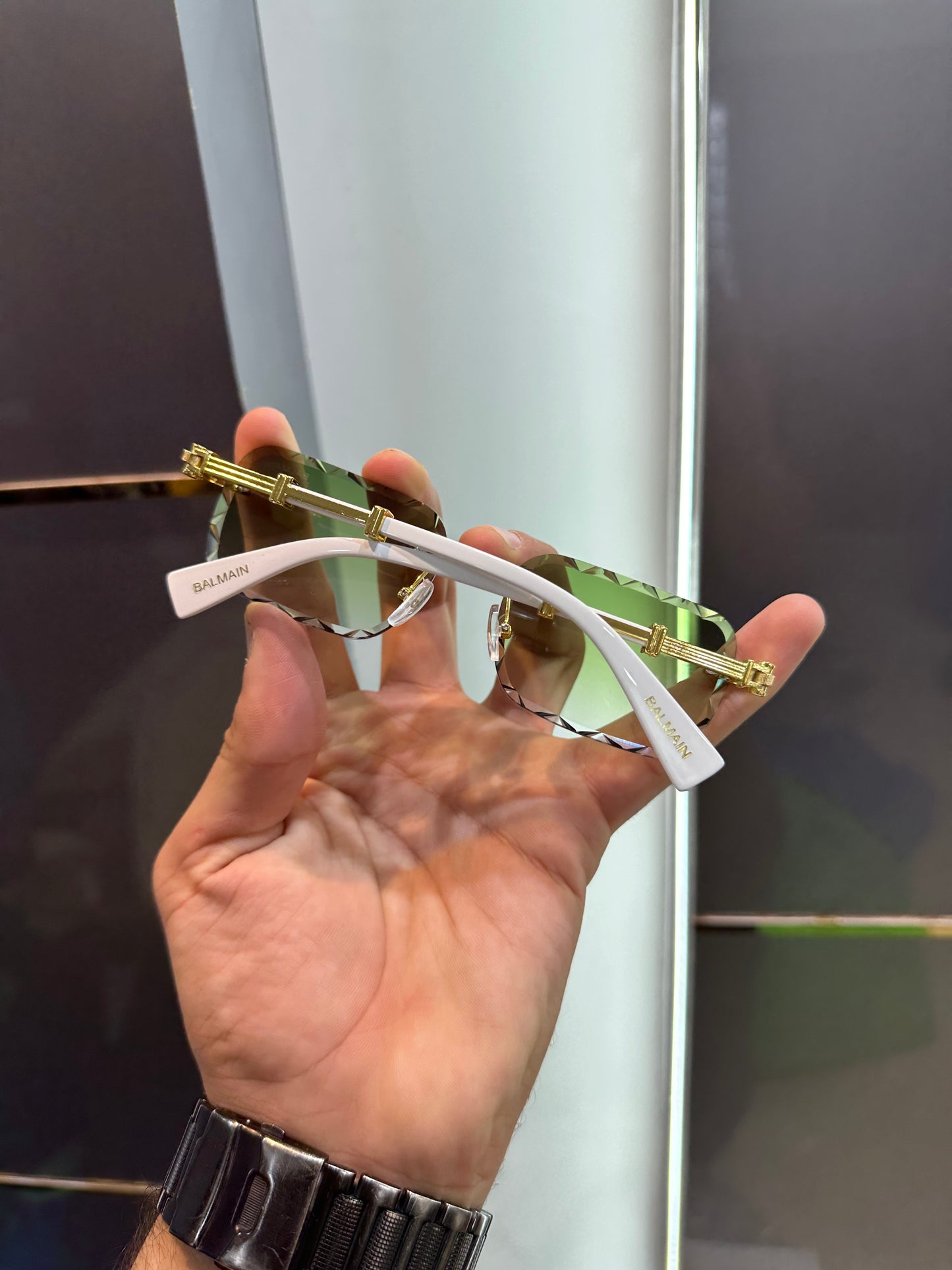 Balmain Paris Green White Look Designer Luxury Sunglasses With Original Packing