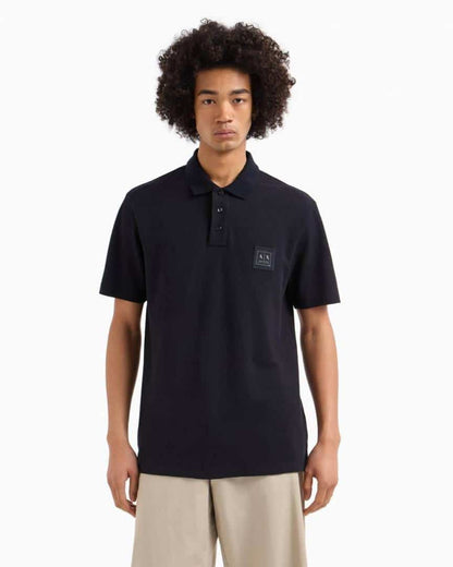 Arman i E-xchan g Black Patch Logo Premium Polo T-Shirt
