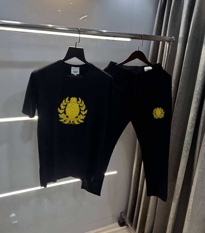 Burberr y Black Embroidery Work Imported Tracksuit With