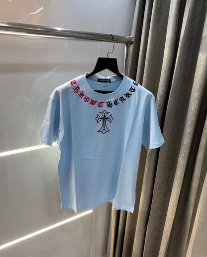 Chrome  Hearts Sky Blue Printed Imported Oversized T-Shirt
