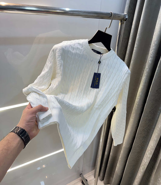 Ralph  Lauren White Knitted Imported Pull Over