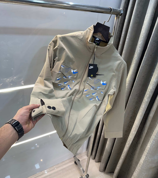 Nik e Beige Imported Premium Bomber Jacket