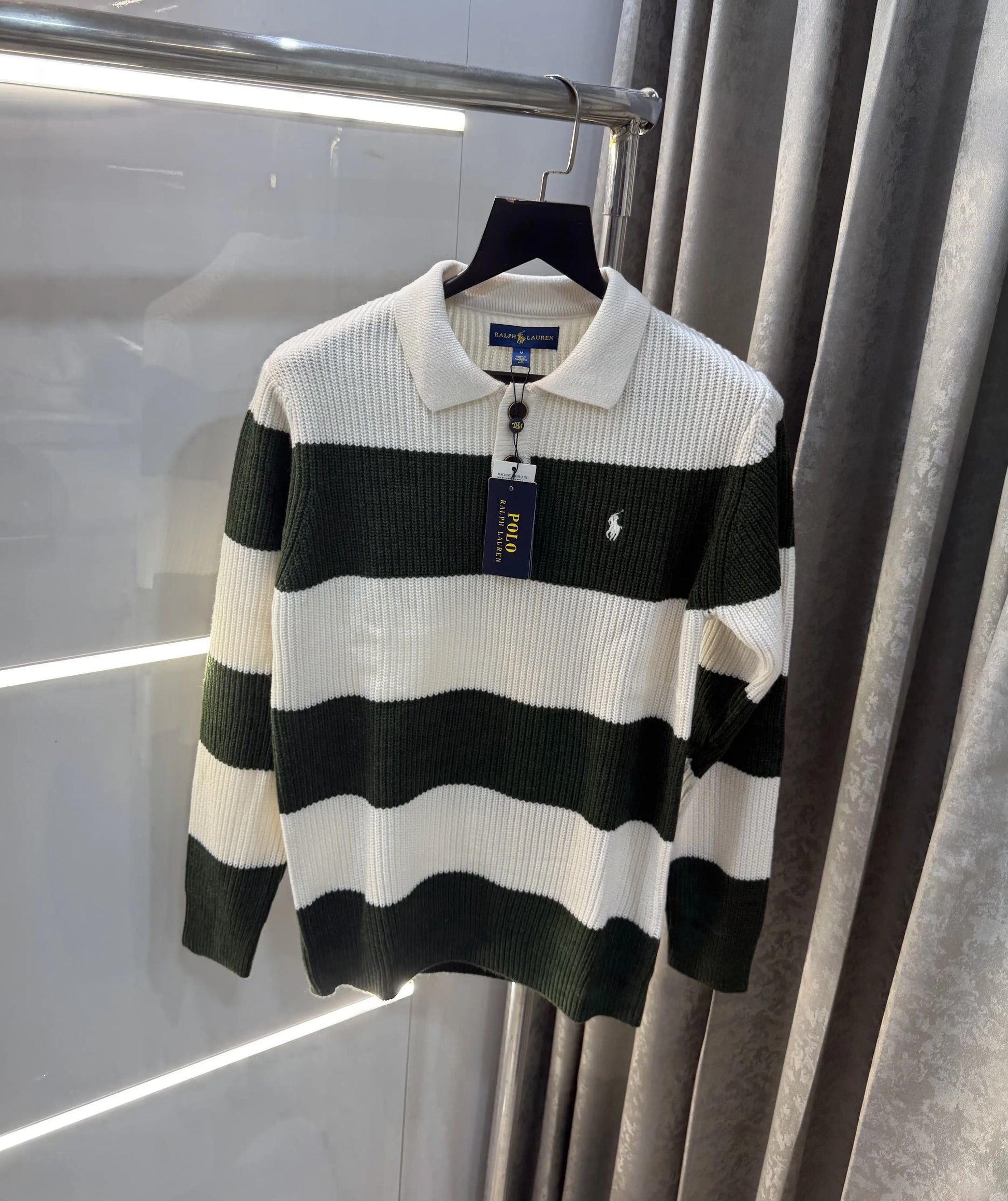 Ralph  Lauren Bottle Green Imported Knitted Pull Over