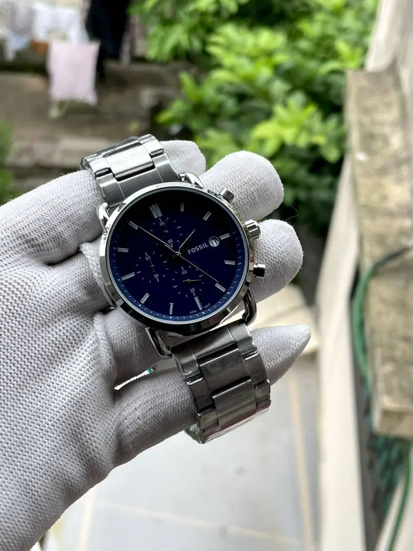 Fossi_l commuter silver blue dial