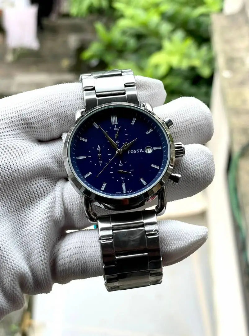 Fossi_l commuter silver blue dial