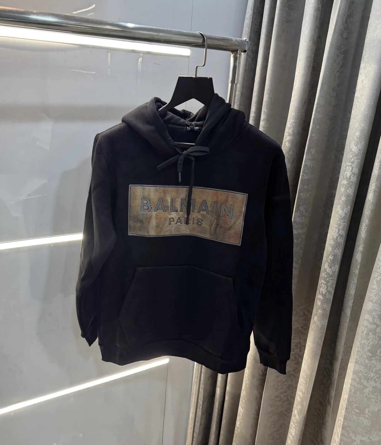 Balmai n Paris Black Logo Print Imported Hoodie