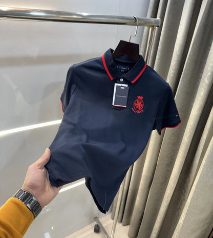 Tommy  Hilfiger Navy Blue Logo Work Premium Polo T-Shirt