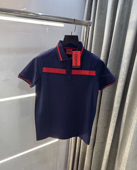 Hugo  Boss Navy Blue Logo Work Premium Polo T-Shirt