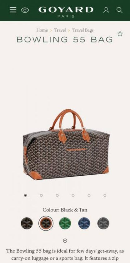 Goyard Bowling 55 Black Tan Bag
