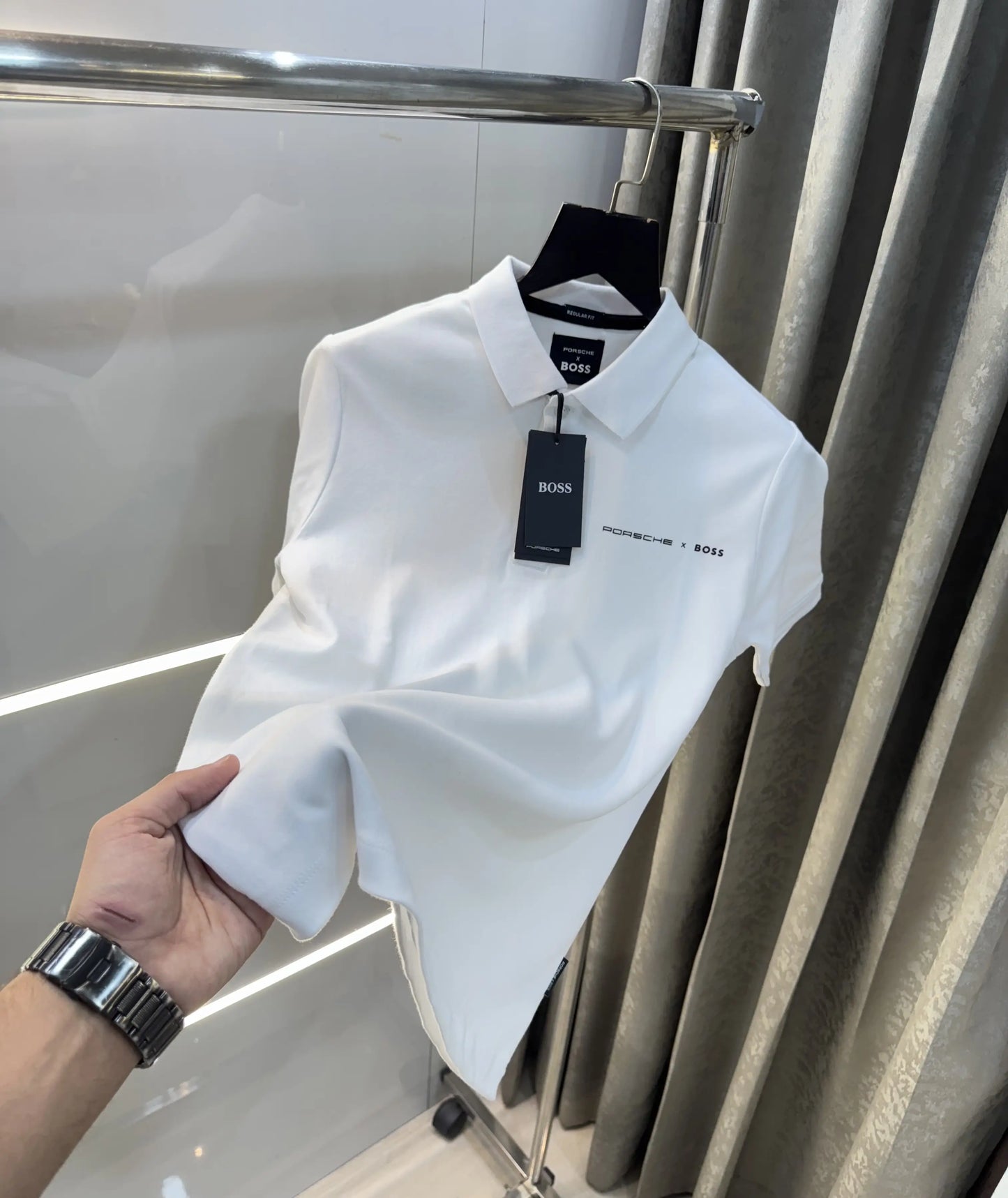 Hugo Boss White Porsche Edition Premium Polo T-Shirt