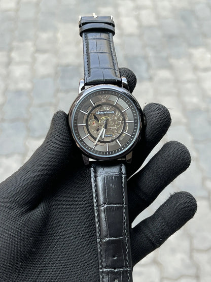 Armani Leather Automatic Black