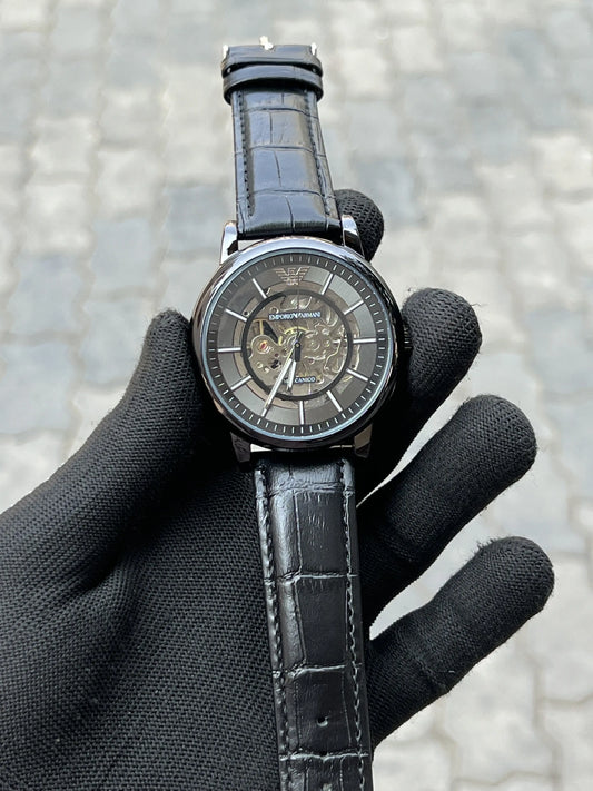 Armani Leather Automatic Black