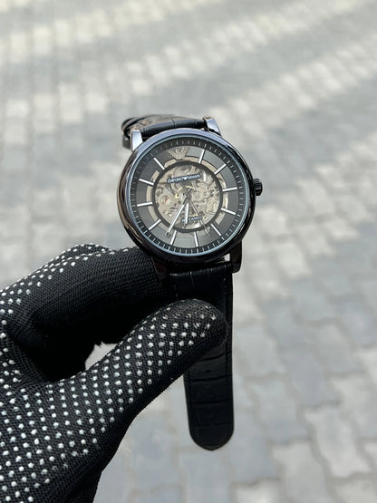Armani Leather Automatic Black