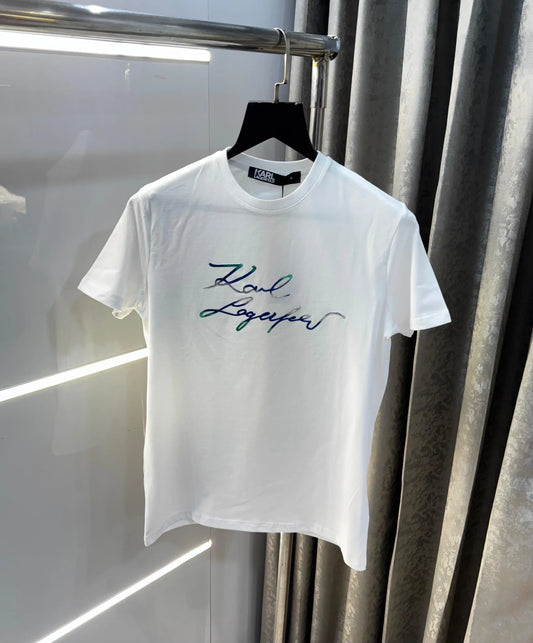 Karl Lagerfeld White Logo Print Imported T-Shirt