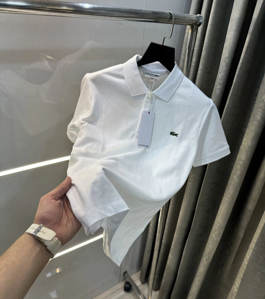 Lacost e White Embroidery Logo Premium Polo T-Shirt