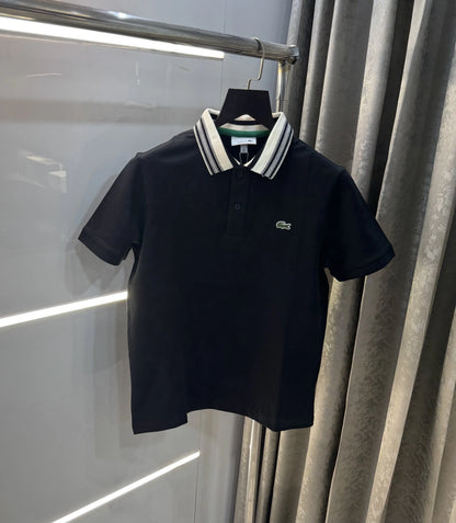 Lacost e Black Embroidery Logo Premium Polo T-Shirt