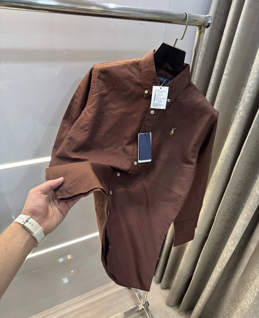 Ralph  Lauren Brown Embroidery Logo Classic Shirt