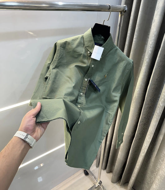 Ralph  Lauren Olive Embroidery Logo Classic Shirt