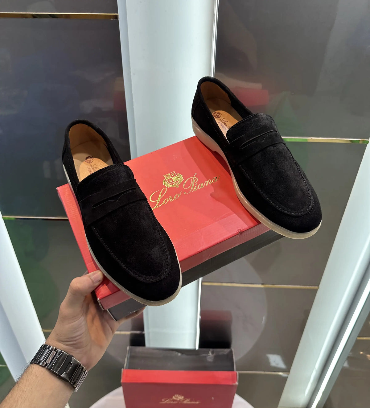Loro Pian a Black Suede Leather Premium Formal Shoes