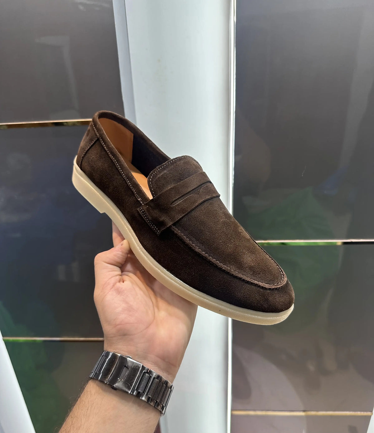 Loro Pian a Brown Suede Leather Premium Formal Shoes