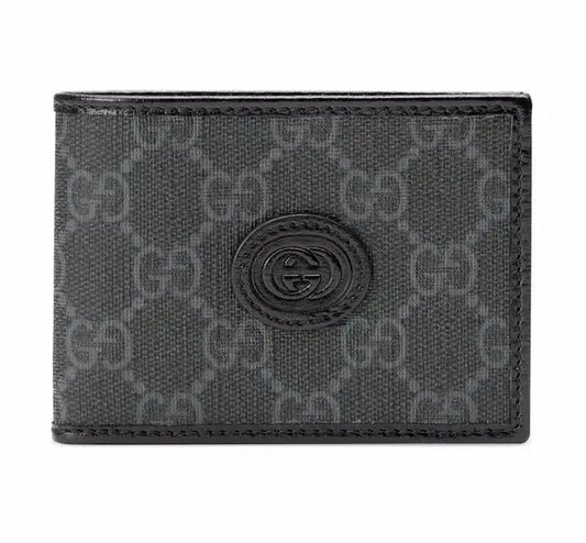 Gucc i Black Grey Monogram Premium Wallet