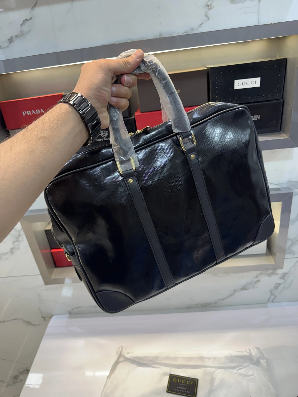 Gucci Monogram Luxury Laptop+Travel Bag Black g299
