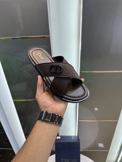 Dior_CD Cross Dark Brown Premium Slide For Men