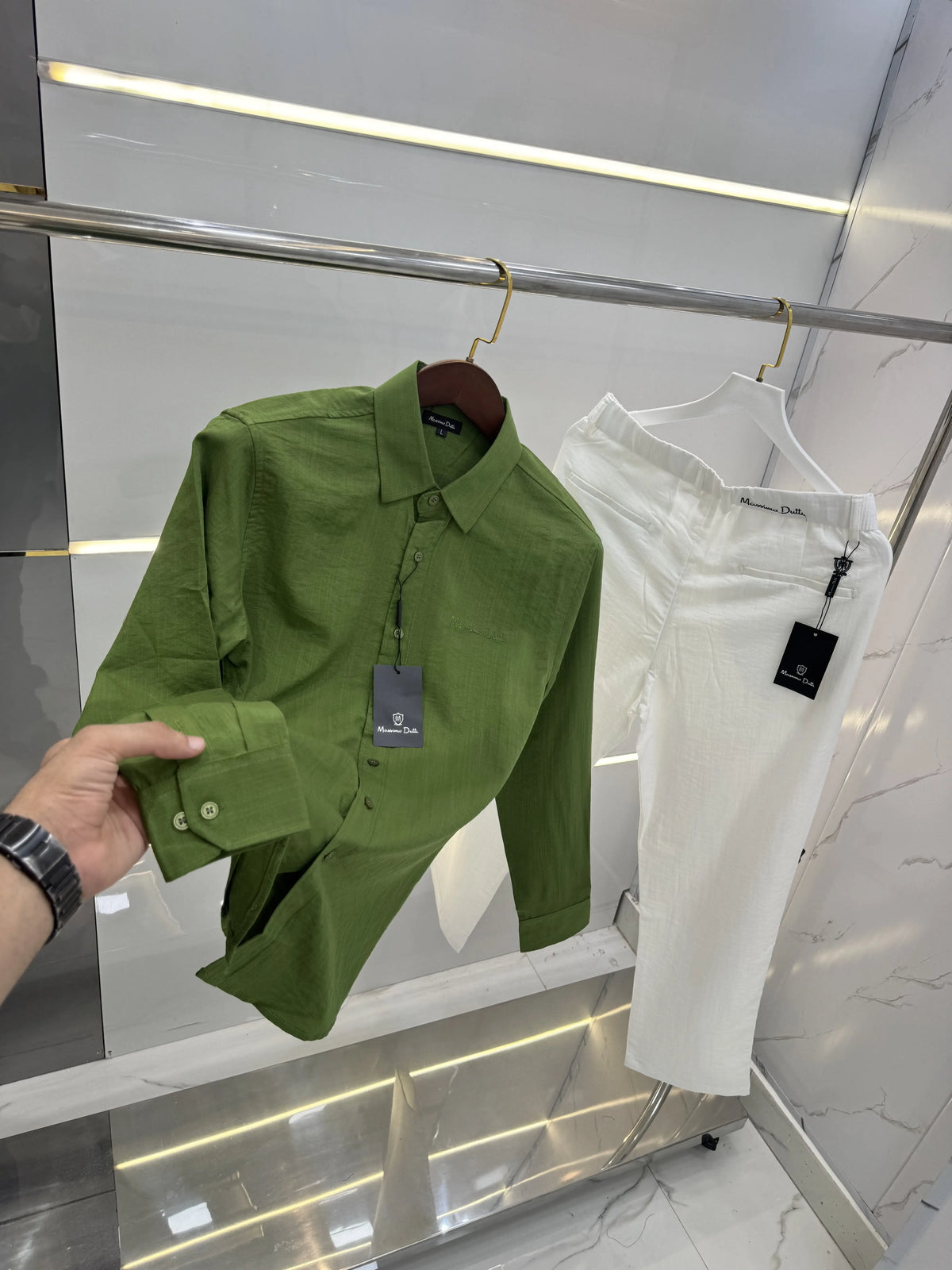 Massimo Dutti Green White Italian Imported Combo