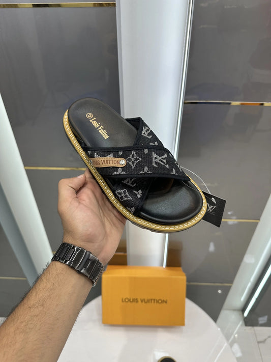 Louis_Vuitoon Cross Denim Black Slide
